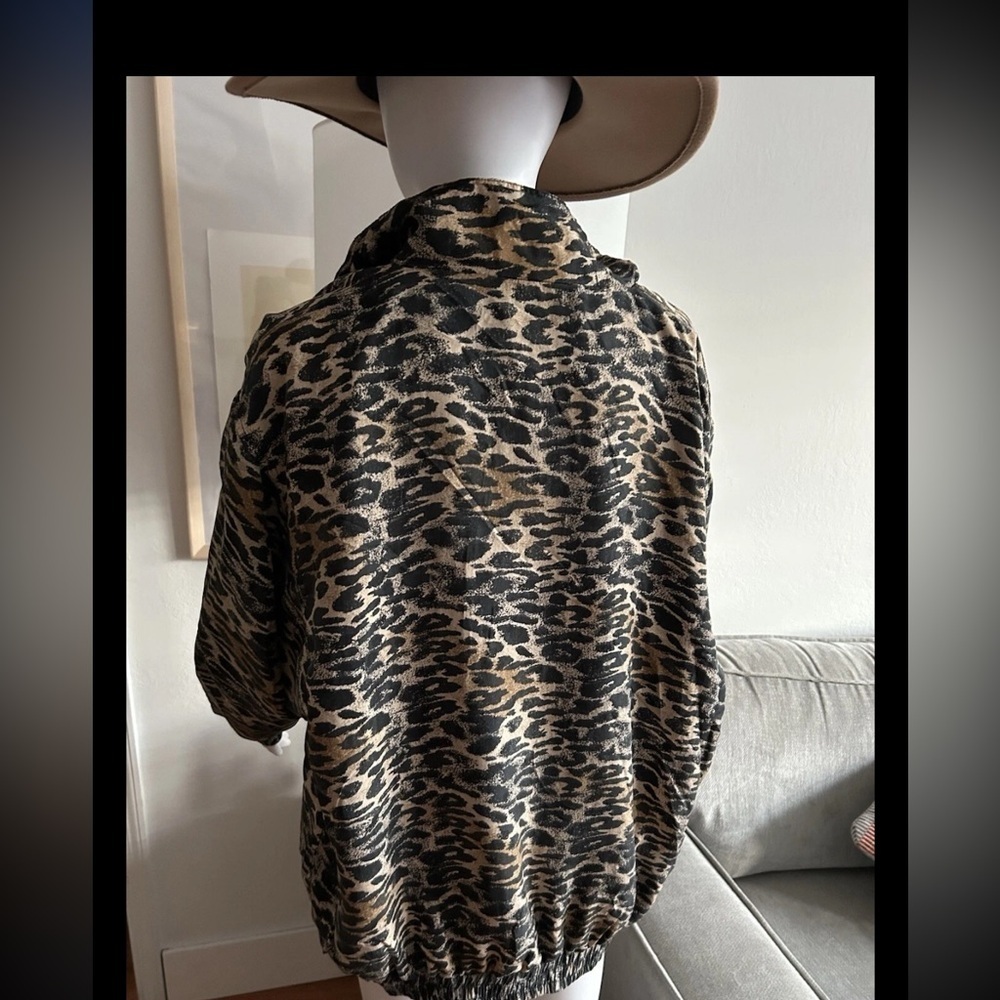 Vintage Leopard Print Oversized Silk Y2K 90’s Grunge Goth Bomber Jacket Size M - Picture 7 of 11